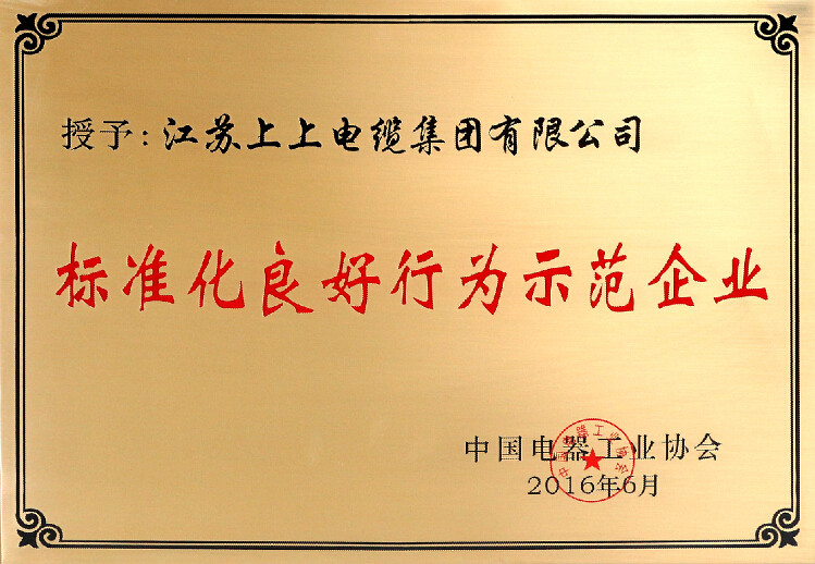 標準先行促發展，上上電纜再獲殊榮